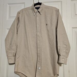 90s Vintage Ralph Lauren Yarmouth Oxford Shirt - Tan - 15 32/33 Made in Jamaica